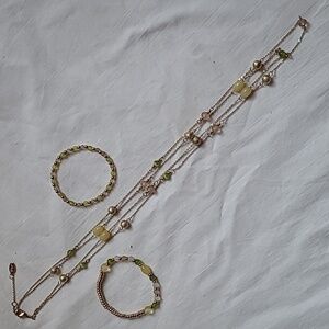 Ann Taylor Factory Double Chain Necklace and Set of Two Bracelets